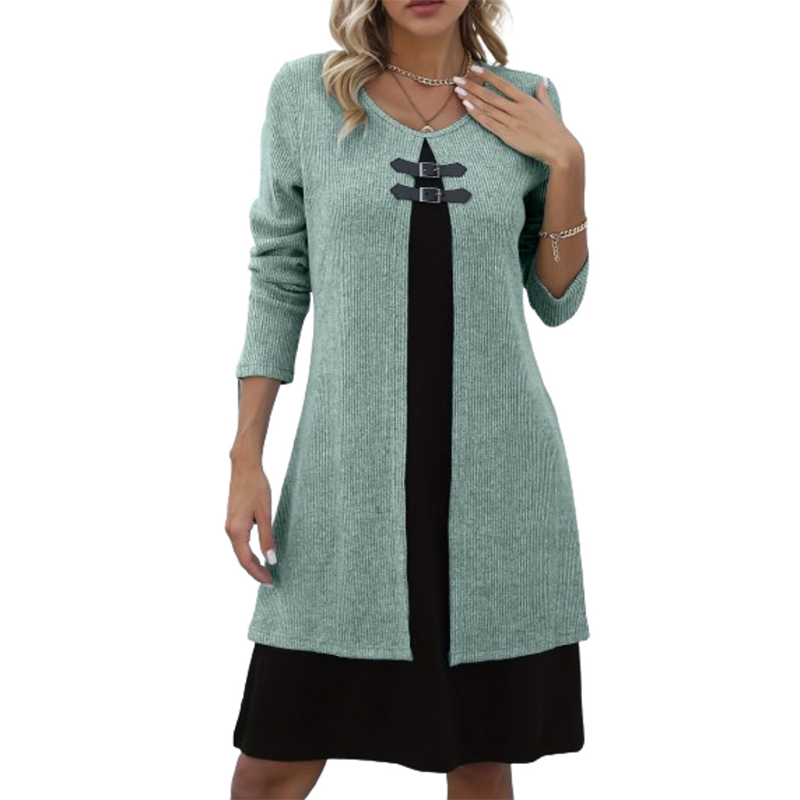 Effortless Elegance 👗 – The Faux Two-Piece A-Line Dress That Flatters Every Curve (Now 50% OFF!)