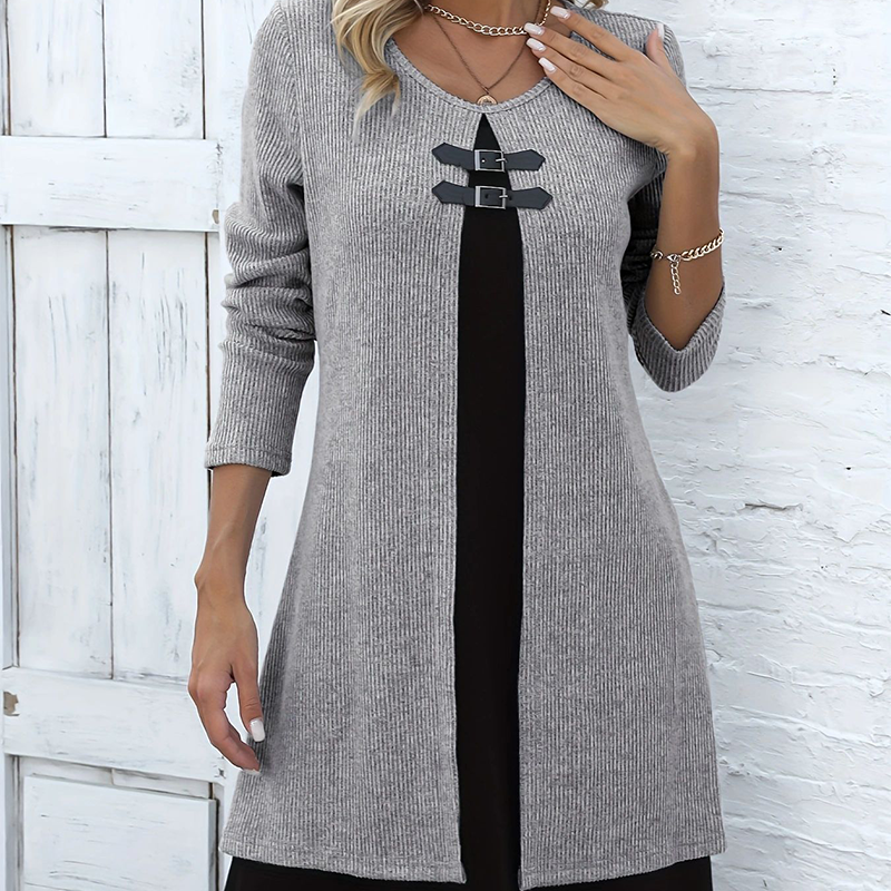 Effortless Elegance 👗 – The Faux Two-Piece A-Line Dress That Flatters Every Curve (Now 50% OFF!)