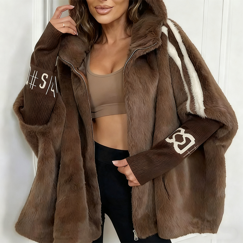 🔥New Arrivals Hot Sale⚡Women's Casual Hooded Zip-Up Plush Coat