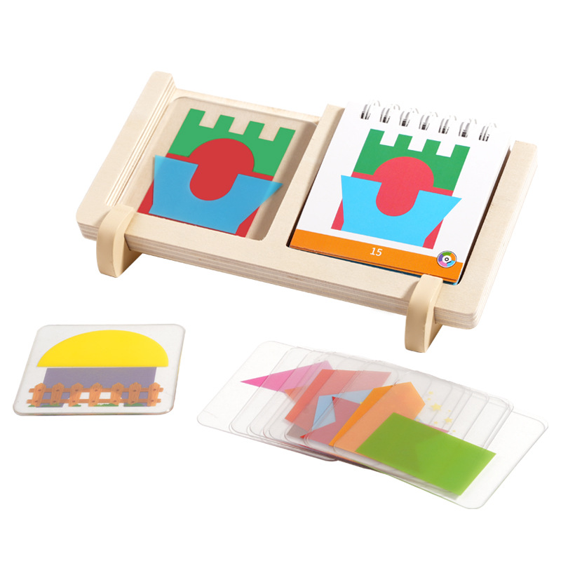 50% OFF🎁60 Levels🏆🧩 -✨【Geometric House Layering Puzzle with Wooden Base】✨