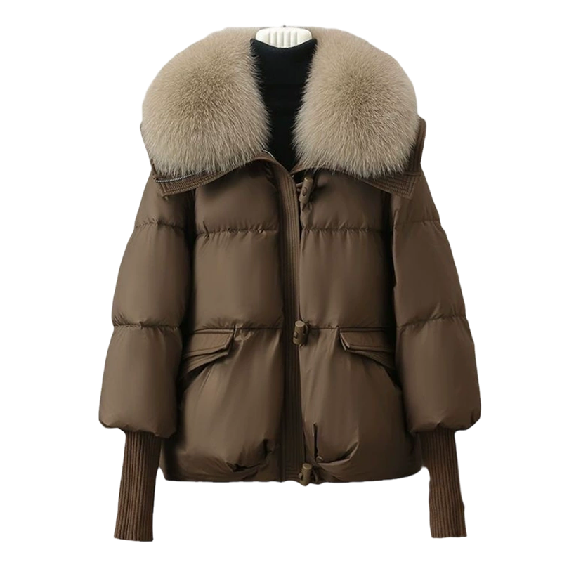 Women’s Stylish Short Down Jacket With Fluffy Collar【FREE SHIPPING】