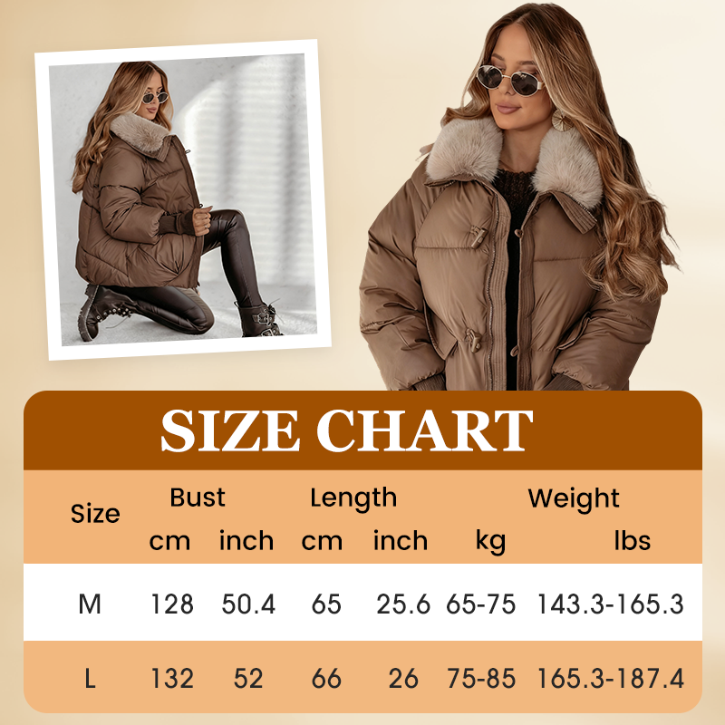 Women’s Stylish Short Down Jacket With Fluffy Collar【FREE SHIPPING】