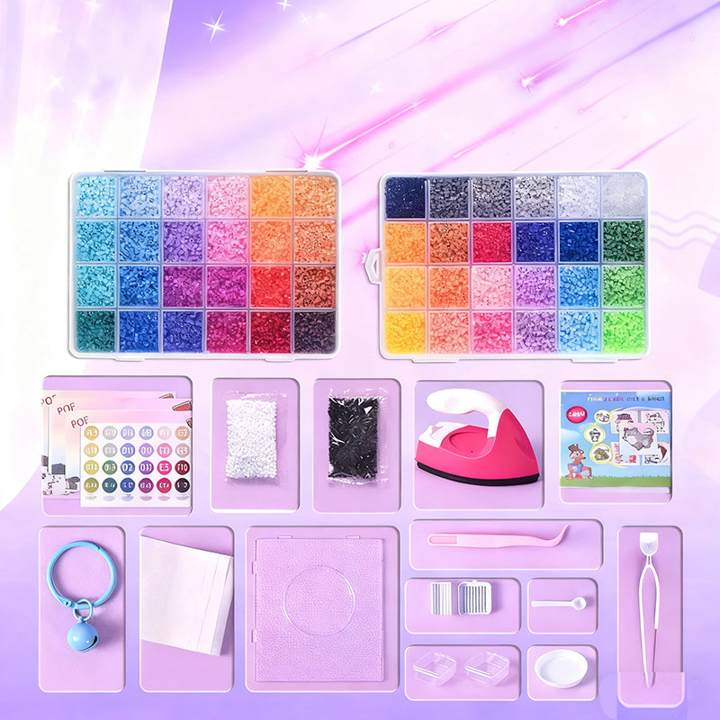 💝96-Color Fuse Beads Complete Kit✨ - Ultimate Set with Iron, Pegboards & Patterns for Endless DIY Crafts!🌟