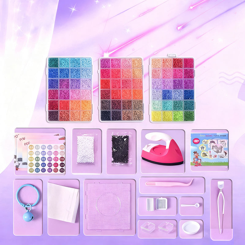 💝96-Color Fuse Beads Complete Kit✨ - Ultimate Set with Iron, Pegboards & Patterns for Endless DIY Crafts!🌟