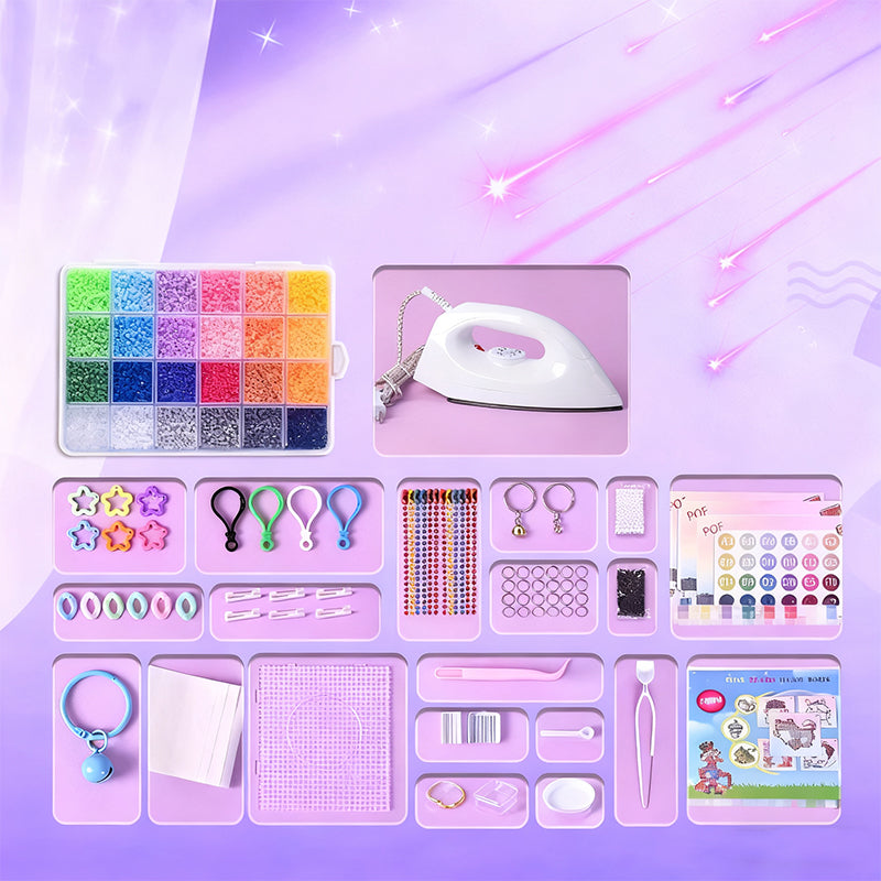 💝96-Color Fuse Beads Complete Kit✨ - Ultimate Set with Iron, Pegboards & Patterns for Endless DIY Crafts!🌟
