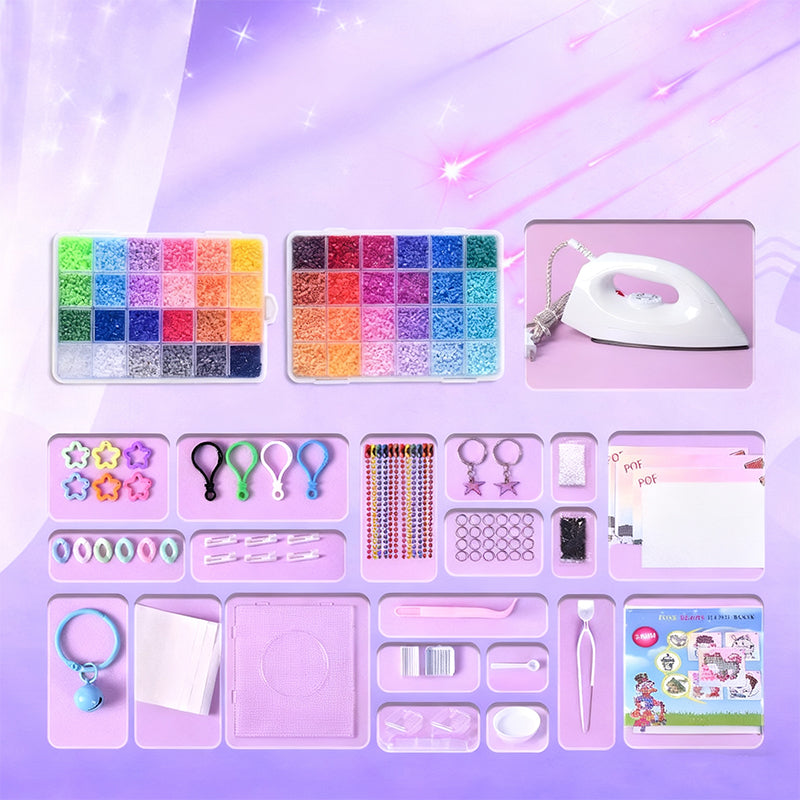 💝96-Color Fuse Beads Complete Kit✨ - Ultimate Set with Iron, Pegboards & Patterns for Endless DIY Crafts!🌟