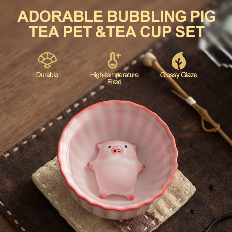 Adorable Bubbling Pig Tea Pet &Tea Cup Set