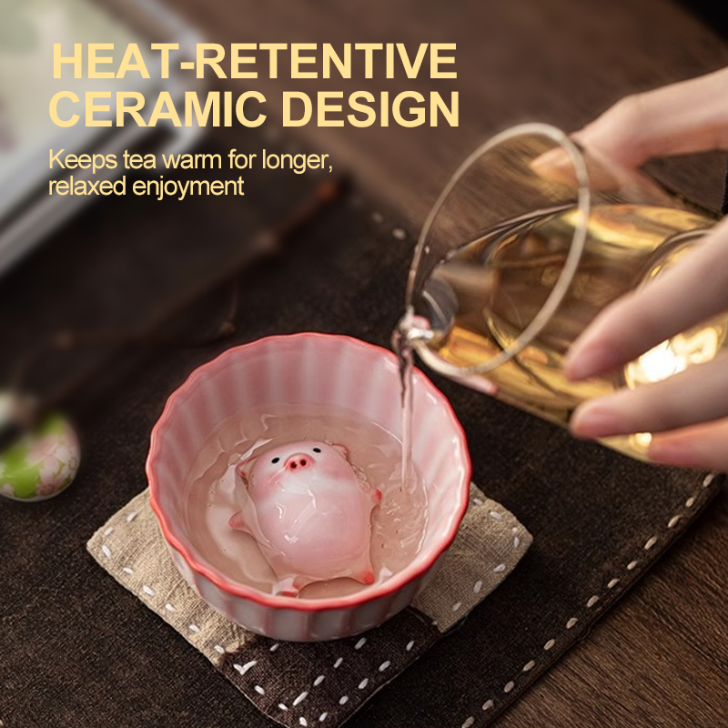 Adorable Bubbling Pig Tea Pet &Tea Cup Set