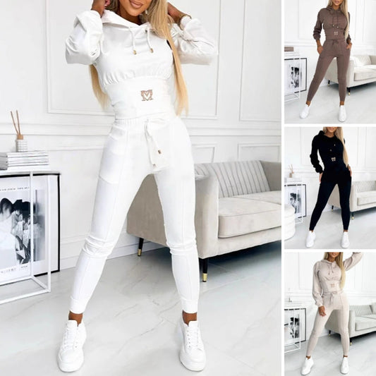 🔥Women's Two-Piece Hooded Tracksuit Set - Comfortable & Stylish Athletic Wear for Training and Casual Loungewear 🏃‍♀️💫