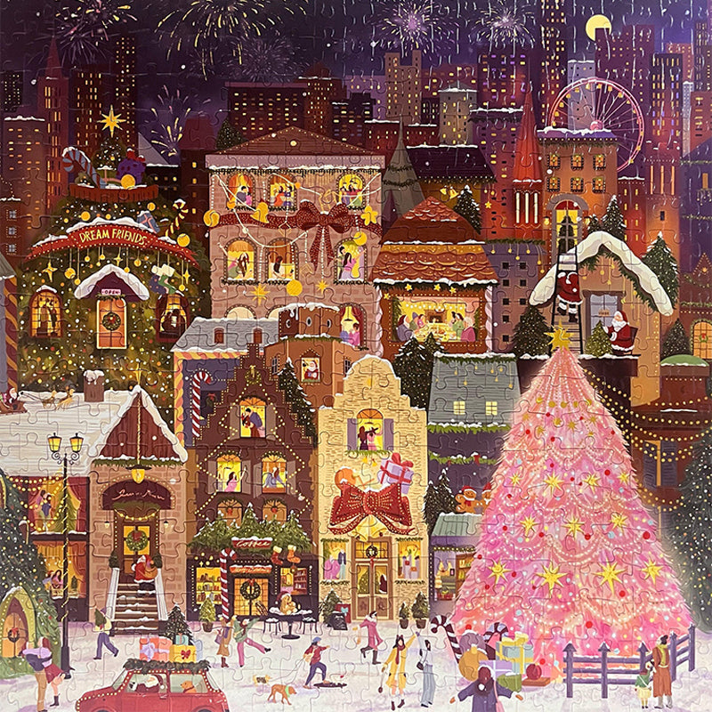 500-Piece Christmas Jigsaw Puzzle with Gold Foil