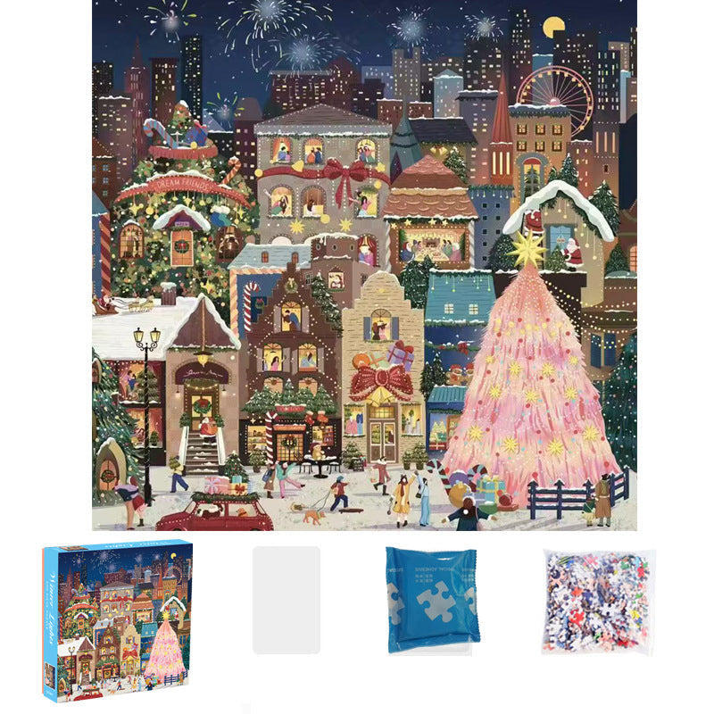 500-Piece Christmas Jigsaw Puzzle with Gold Foil