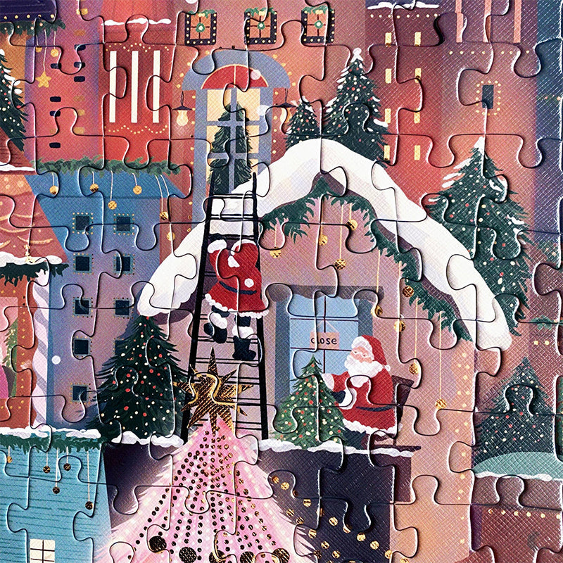500-Piece Christmas Jigsaw Puzzle with Gold Foil