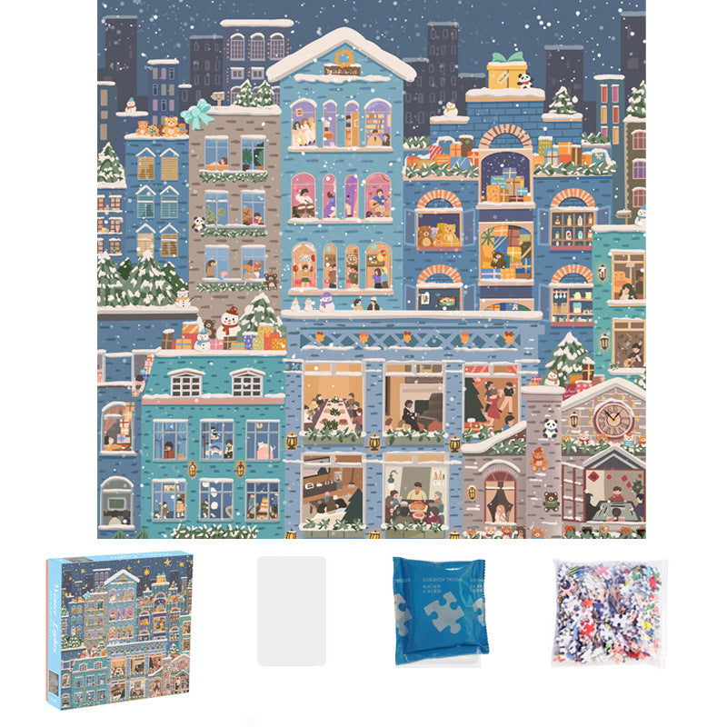 500-Piece Christmas Jigsaw Puzzle with Gold Foil