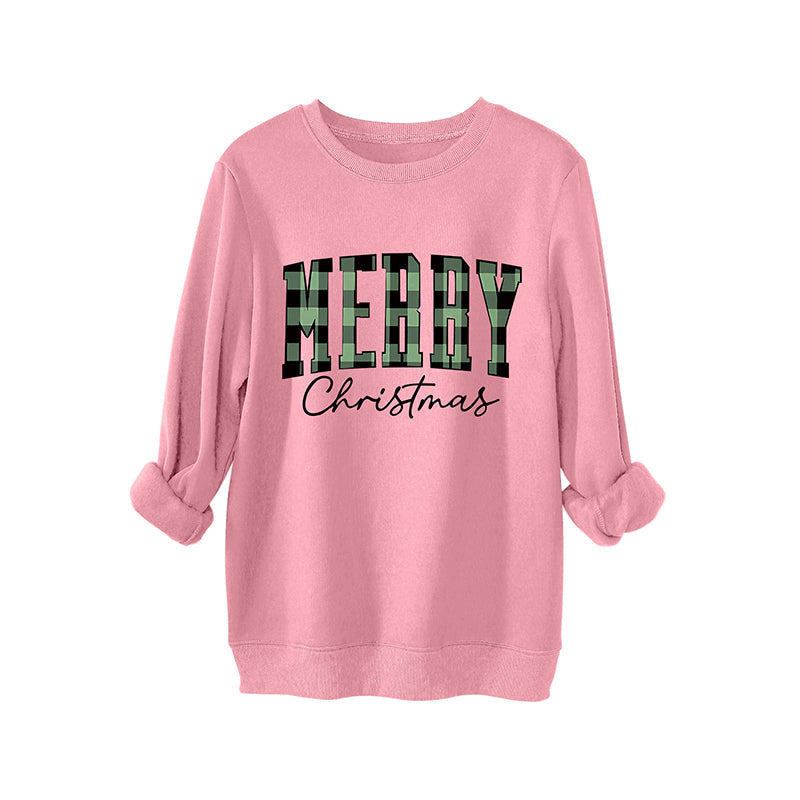 🎄🔥Festive Letter Print Sweatshirt - Women's Cozy Oversized Crewneck for Christmas & Holiday Season
