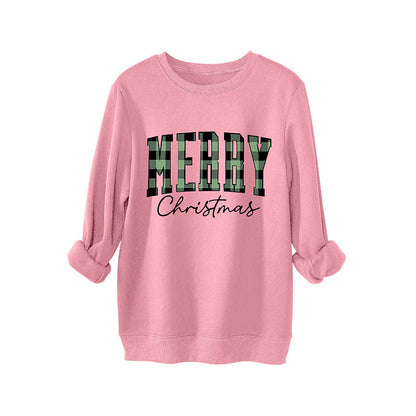 🎄🔥Festive Letter Print Sweatshirt - Women's Cozy Oversized Crewneck for Christmas & Holiday Season