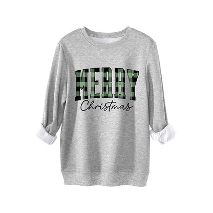 🎄🔥Festive Letter Print Sweatshirt - Women's Cozy Oversized Crewneck for Christmas & Holiday Season