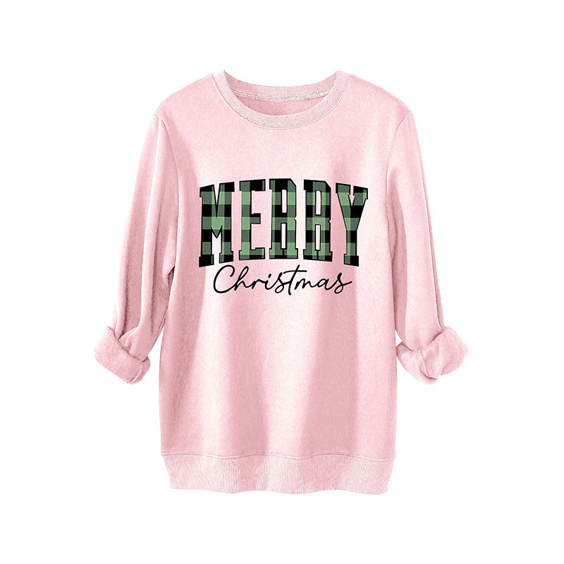 🎄🔥Festive Letter Print Sweatshirt - Women's Cozy Oversized Crewneck for Christmas & Holiday Season