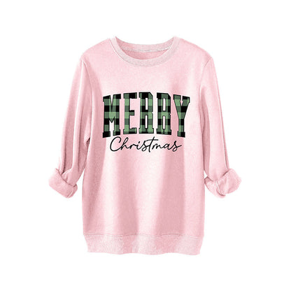 🎄🔥Festive Letter Print Sweatshirt - Women's Cozy Oversized Crewneck for Christmas & Holiday Season