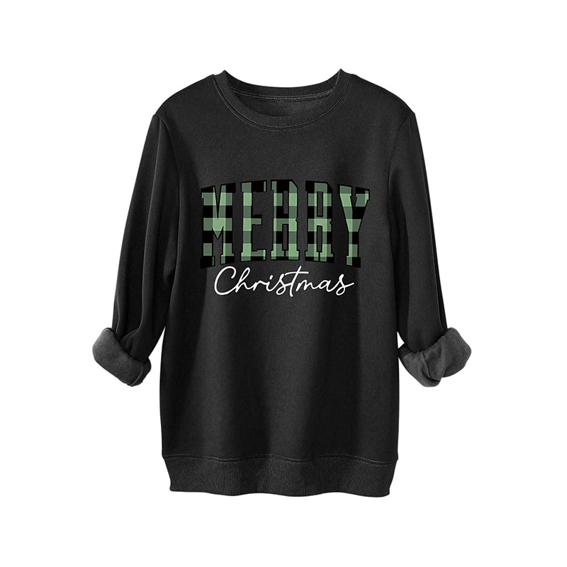 🎄🔥Festive Letter Print Sweatshirt - Women's Cozy Oversized Crewneck for Christmas & Holiday Season