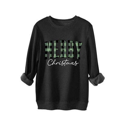 🎄🔥Festive Letter Print Sweatshirt - Women's Cozy Oversized Crewneck for Christmas & Holiday Season