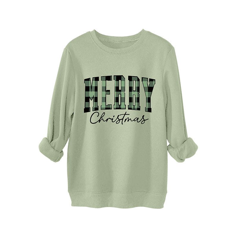 🎄🔥Festive Letter Print Sweatshirt - Women's Cozy Oversized Crewneck for Christmas & Holiday Season