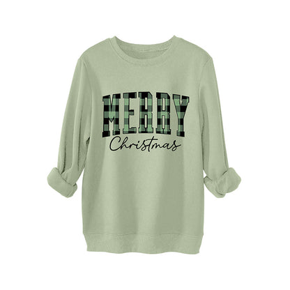 🎄🔥Festive Letter Print Sweatshirt - Women's Cozy Oversized Crewneck for Christmas & Holiday Season