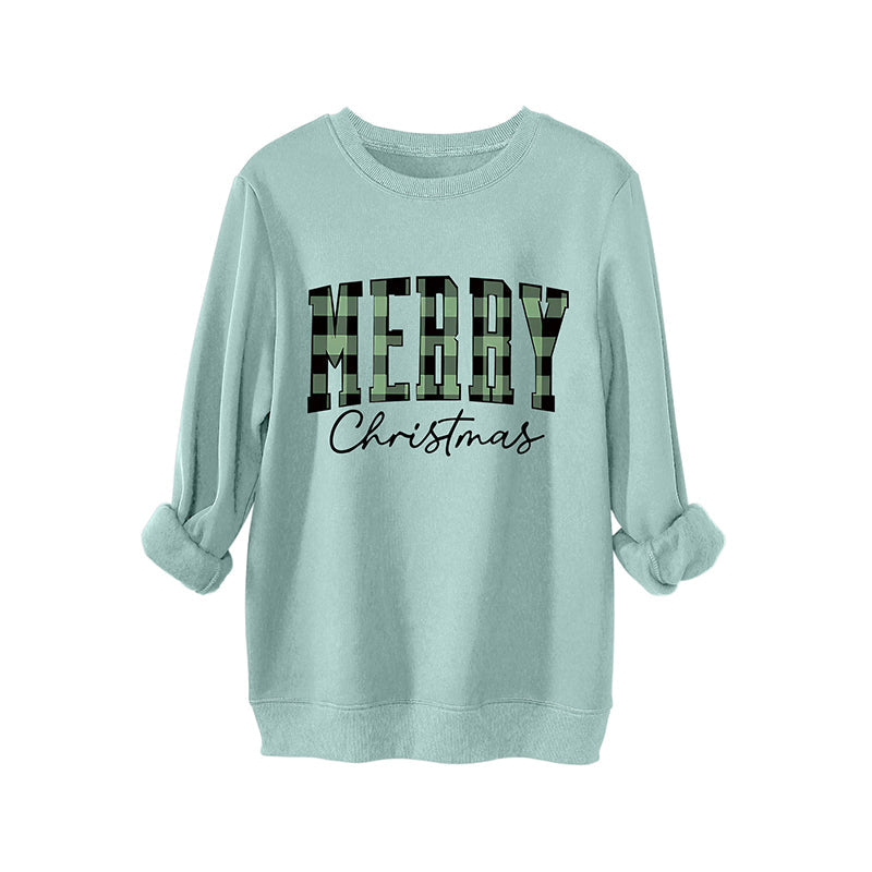 🎄🔥Festive Letter Print Sweatshirt - Women's Cozy Oversized Crewneck for Christmas & Holiday Season