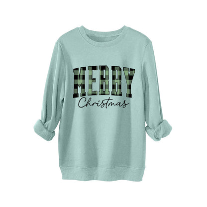 🎄🔥Festive Letter Print Sweatshirt - Women's Cozy Oversized Crewneck for Christmas & Holiday Season