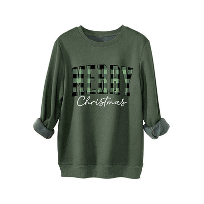 🎄🔥Festive Letter Print Sweatshirt - Women's Cozy Oversized Crewneck for Christmas & Holiday Season