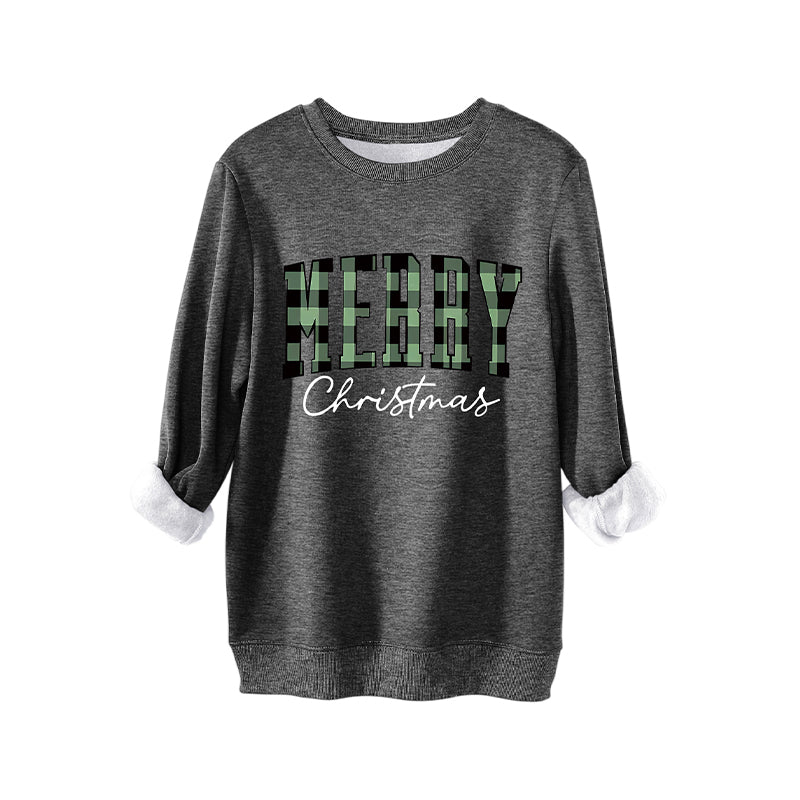 🎄🔥Festive Letter Print Sweatshirt - Women's Cozy Oversized Crewneck for Christmas & Holiday Season