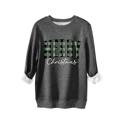 🎄🔥Festive Letter Print Sweatshirt - Women's Cozy Oversized Crewneck for Christmas & Holiday Season