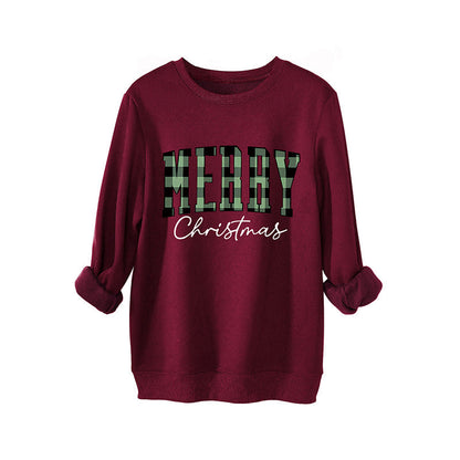 🎄🔥Festive Letter Print Sweatshirt - Women's Cozy Oversized Crewneck for Christmas & Holiday Season