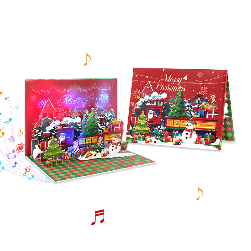 🎄🎁【3D Pop-Up Christmas Card with LED Lights and Music】 - Animated Greeting Card for Holiday Gifting!🌟