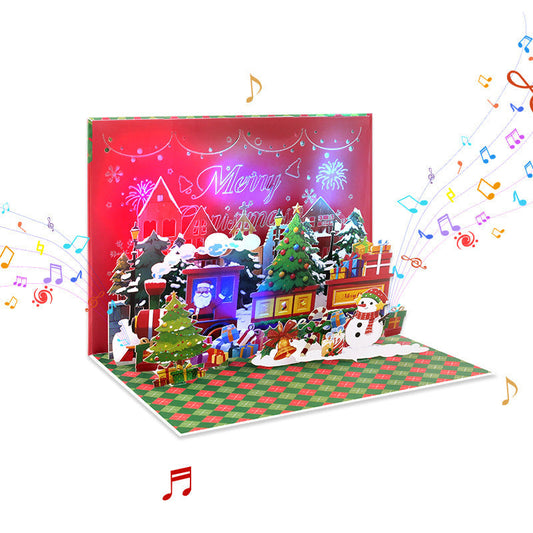 🎄🎁【3D Pop-Up Christmas Card with LED Lights and Music】 - Animated Greeting Card for Holiday Gifting!🌟