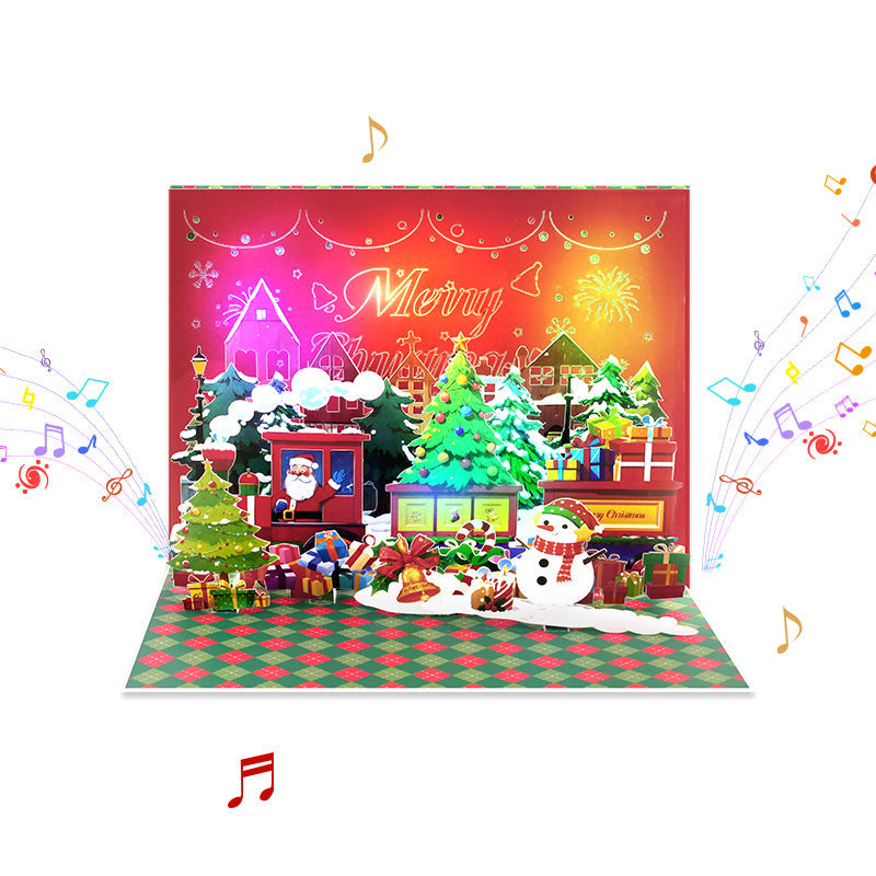 🎄🎁【3D Pop-Up Christmas Card with LED Lights and Music】 - Animated Greeting Card for Holiday Gifting!🌟