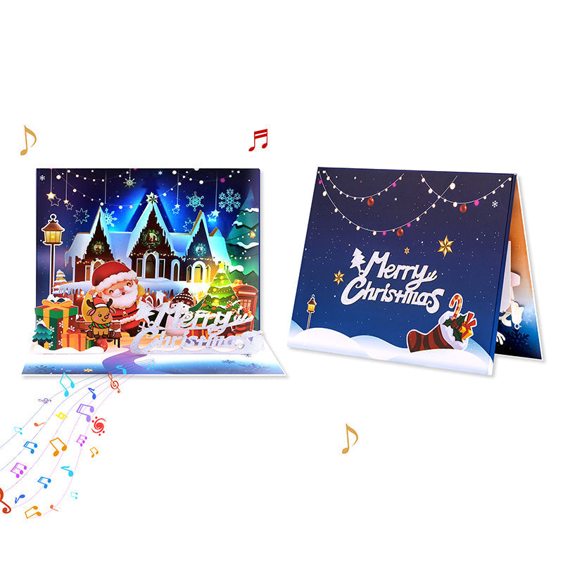 🎄🎁【3D Pop-Up Christmas Card with LED Lights and Music】 - Animated Greeting Card for Holiday Gifting!🌟