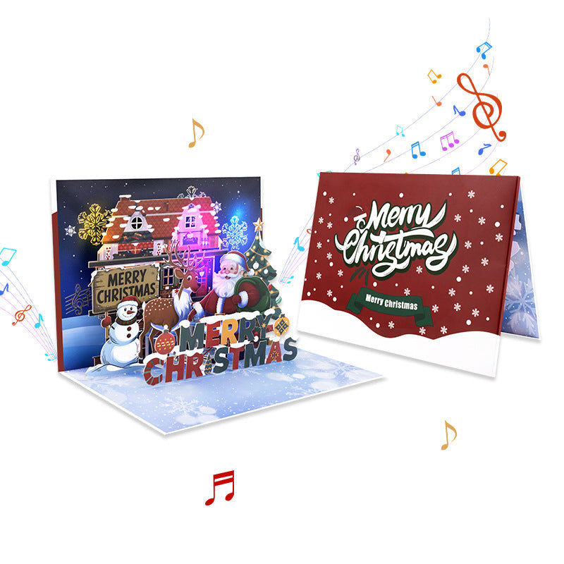 🎄🎁【3D Pop-Up Christmas Card with LED Lights and Music】 - Animated Greeting Card for Holiday Gifting!🌟
