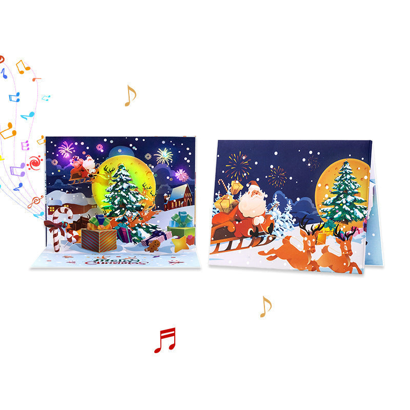 🎄🎁【3D Pop-Up Christmas Card with LED Lights and Music】 - Animated Greeting Card for Holiday Gifting!🌟