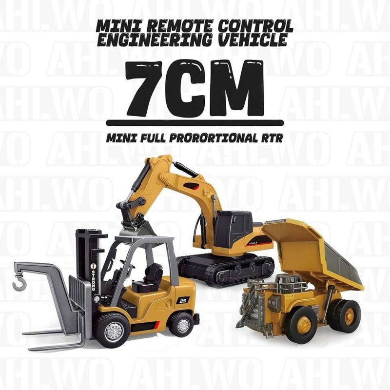 1/64 Mini RC Excavator, Dump Truck & Forklift Toy Set