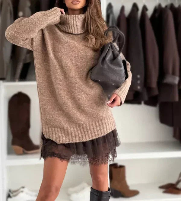 ❄️Hot Sale 50% OFF!!⚡Turtleneck Sweater Mini Dress Set