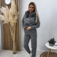 Women’s Plush Collar Zip-Up Hoodie & Jogger Set