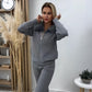 Women’s Plush Collar Zip-Up Hoodie & Jogger Set