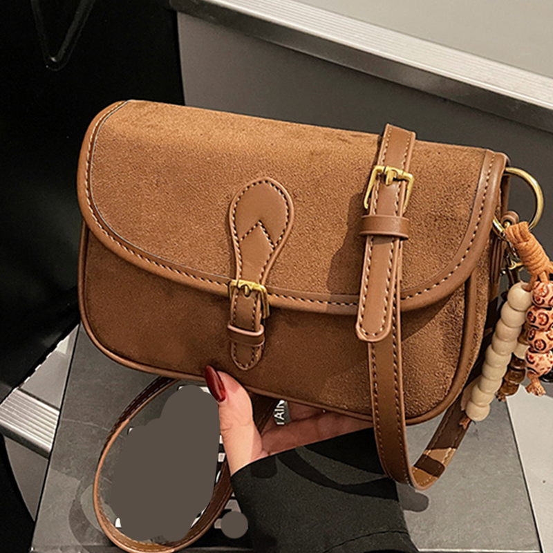 Women’s Saddle Crossbody Bag with Charm