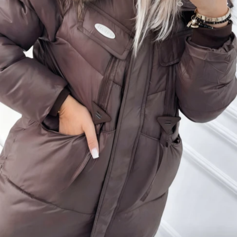 Women's Hooded Mid-Length Puffer Coat