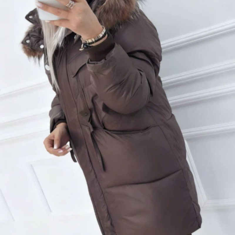 Women's Hooded Mid-Length Puffer Coat