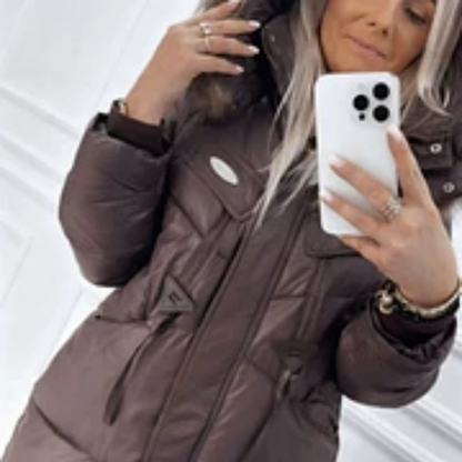 Women's Hooded Mid-Length Puffer Coat