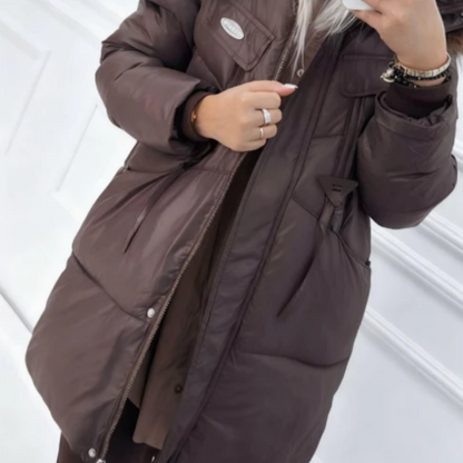 Women's Hooded Mid-Length Puffer Coat