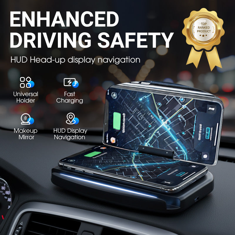 Wireless Charging Car HUD Holder for Phones