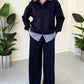 Women's Casual Long-Sleeve Top and Pants 2-Piece Set