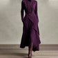 👗 Women's Elegant High-Neck Asymmetrical Maxi Dress – Draped Design for Effortless Charm!